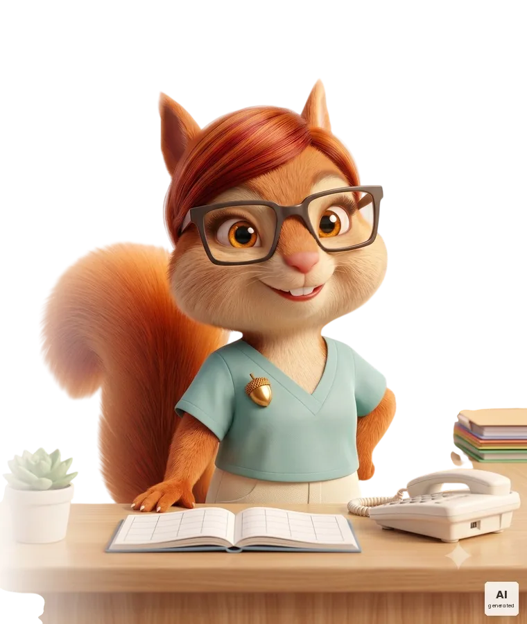 Webinar Rezeption als Steuerzentrale – Illustration einer Empfangskraft am Praxistresen mit Terminplaner