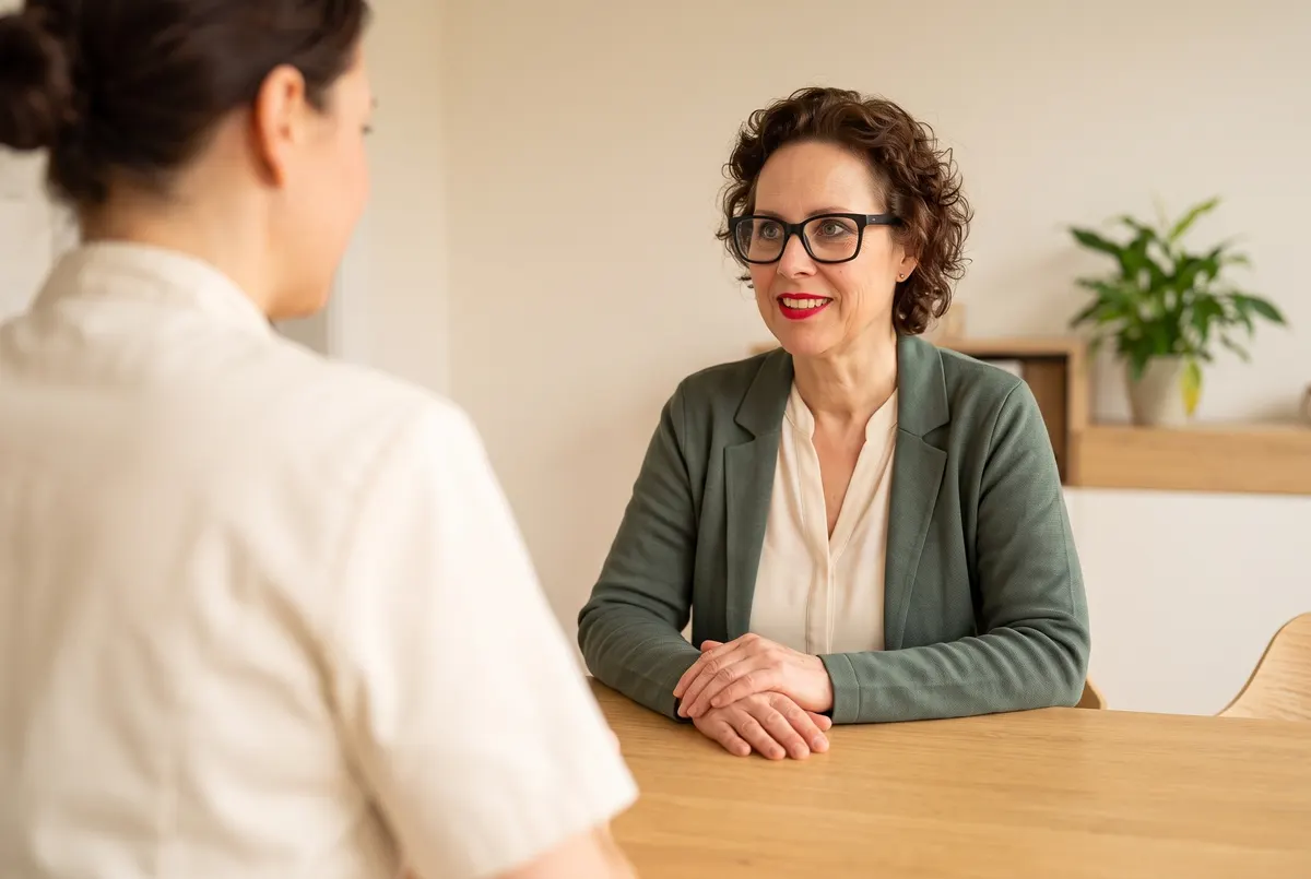 Denise Hoffmann im Leadership-Coaching mit einer Zahnärztin – FührungsWerk