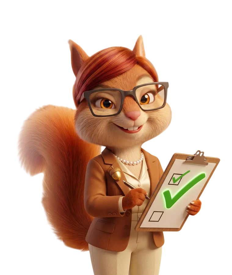 QM-Webinar für Zahnarztpraxen – Illustration einer QM-Beauftragten mit Checkliste vor dem Aktenregal